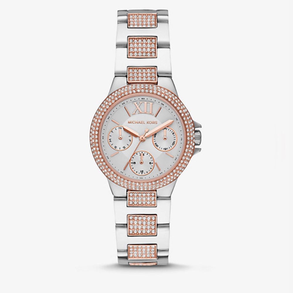 Michael Kors Mini Pave Camille Two-Tone Silver & Rose Gold Women’s Watch MK6846
